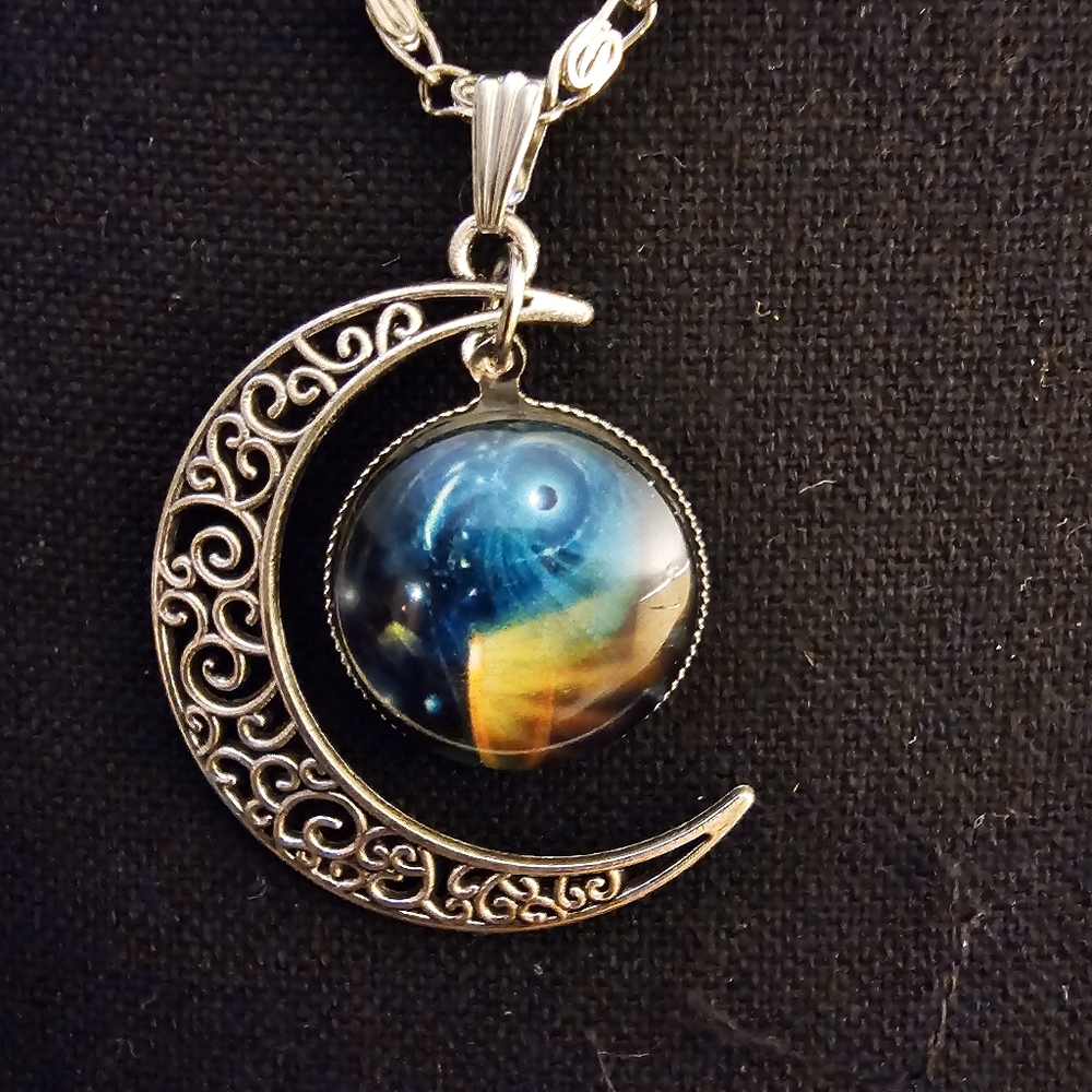 Galaxy Crescent Moon Necklace